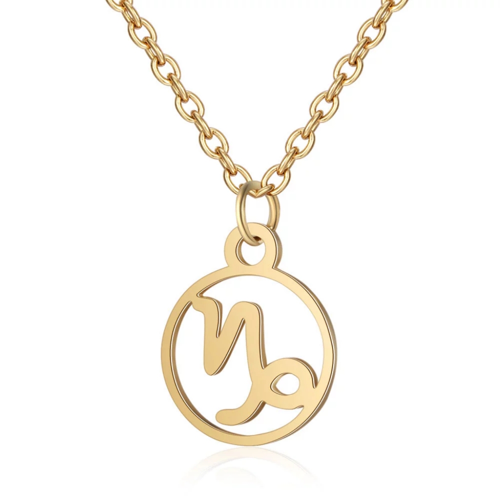 324 Capricorn Zodiac Symbol Charm Necklace 10$
